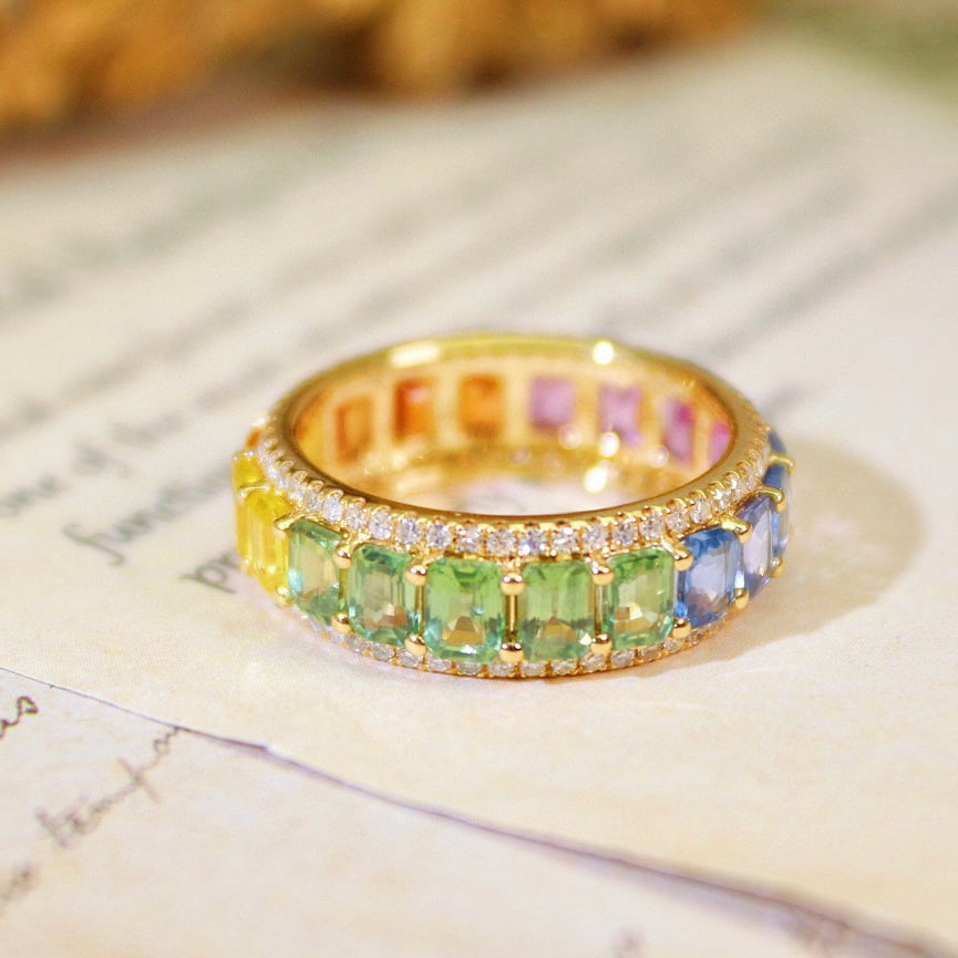 14k Gold 5.73 Ctw Natural Sapphire & Diamond Ring - 4