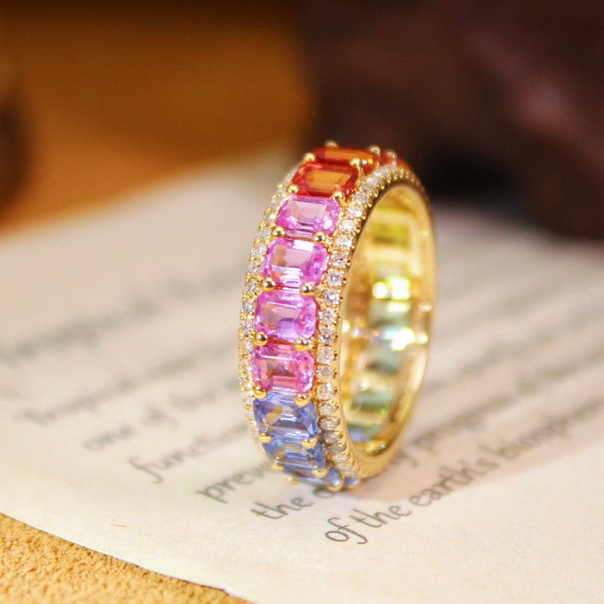 14k Gold 5.73 Ctw Natural Sapphire & Diamond Ring - 5