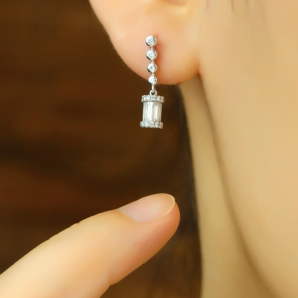 14k Gold 1.00 Ct Natural H Diamond Earrings - 5