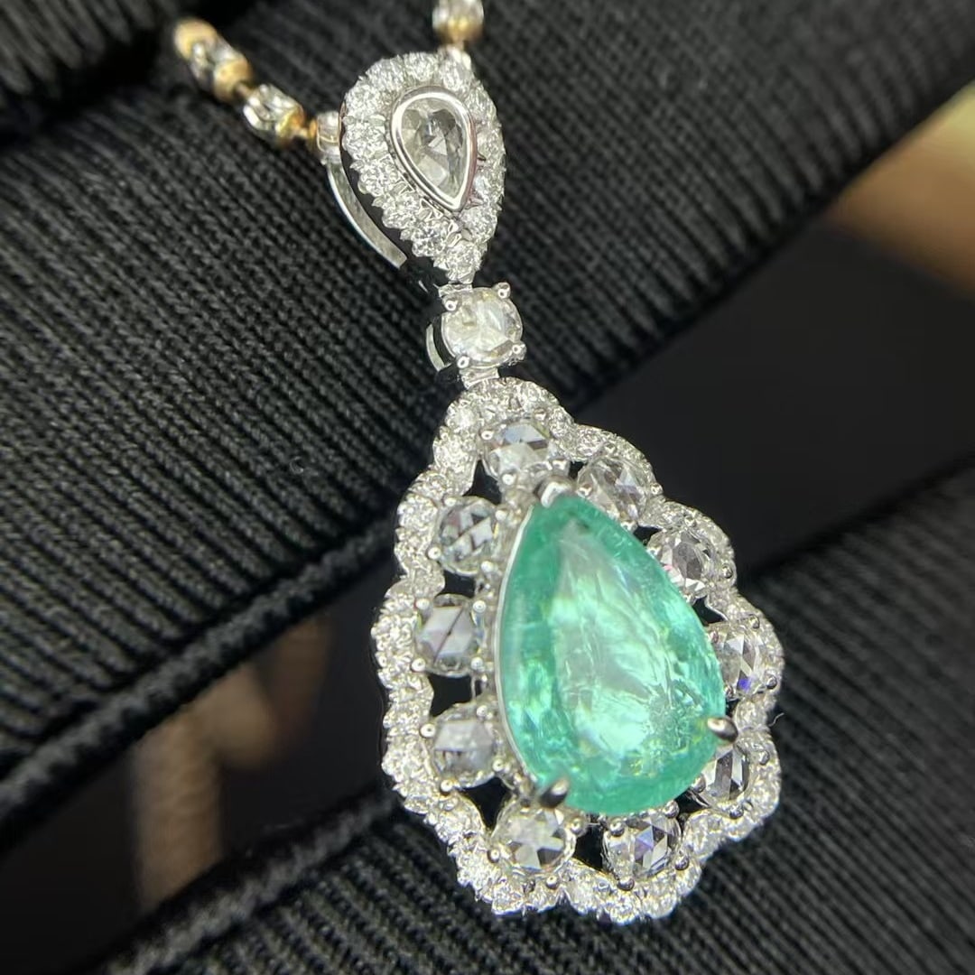 14k Gold 2.11 Ctw Natural Paraiba Tourmaline & Diamond Pendant( Without Chain ) - 3