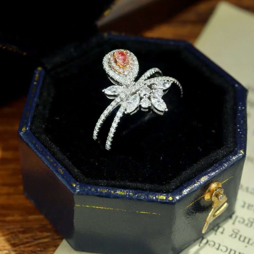 14k Gold 0.65 Ctw Natural Pink Diamond & Diamond Ring - 2