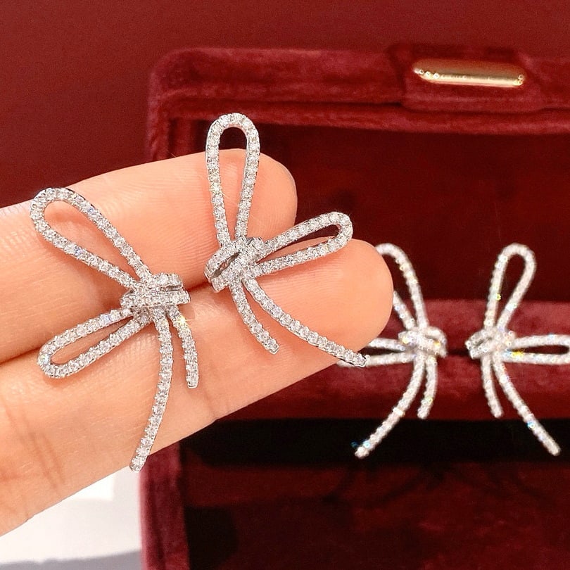 14k Gold 0.90 Ct Natural H Diamond Earrings - 2