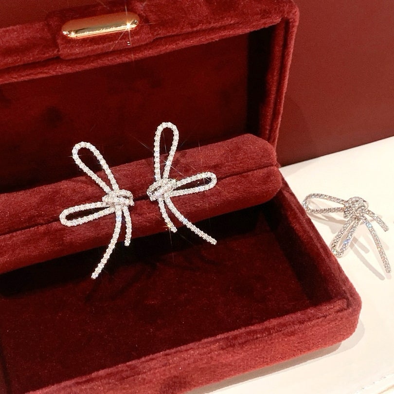 14k Gold 0.90 Ct Natural H Diamond Earrings - 4