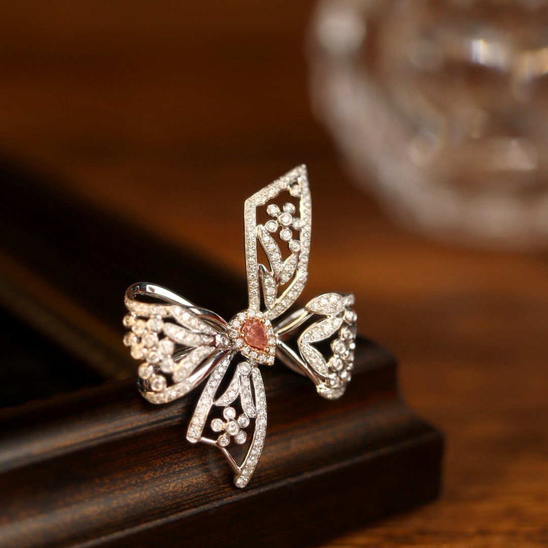 14k Gold 0.92 Ctw Natural Pink Diamond & Diamond Ring - 4