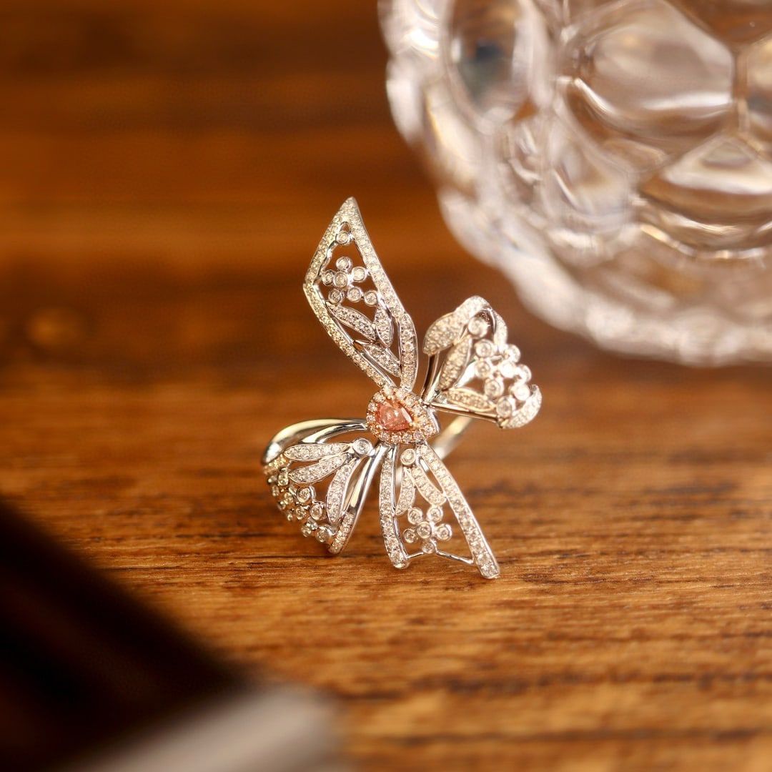 14k Gold 0.92 Ctw Natural Pink Diamond & Diamond Ring - 5