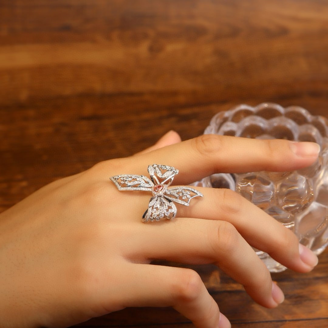 14k Gold 0.92 Ctw Natural Pink Diamond & Diamond Ring - 6