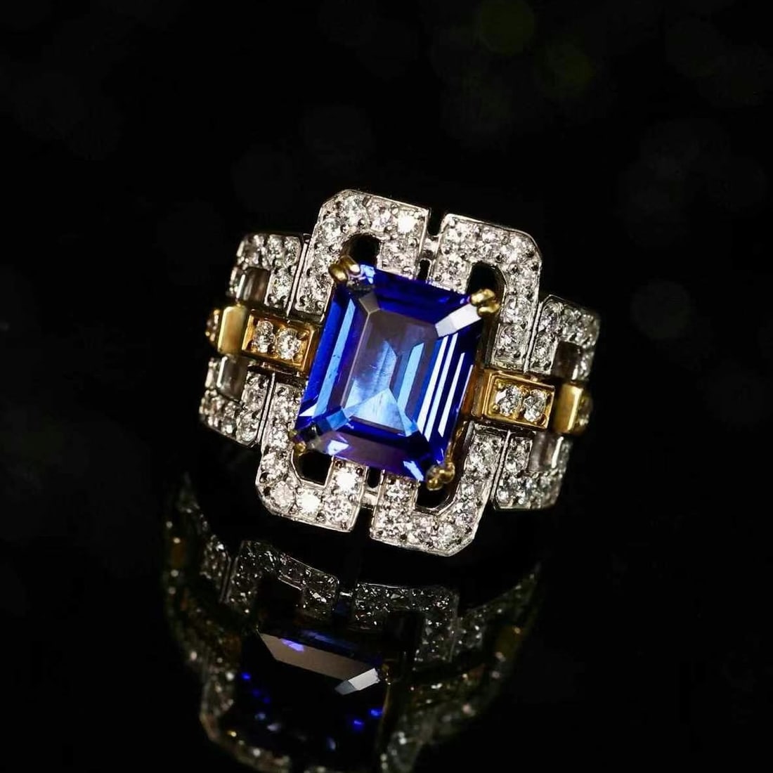 14k Gold 4.27 Ctw Natural Tanzanite & Diamond Ring - 3