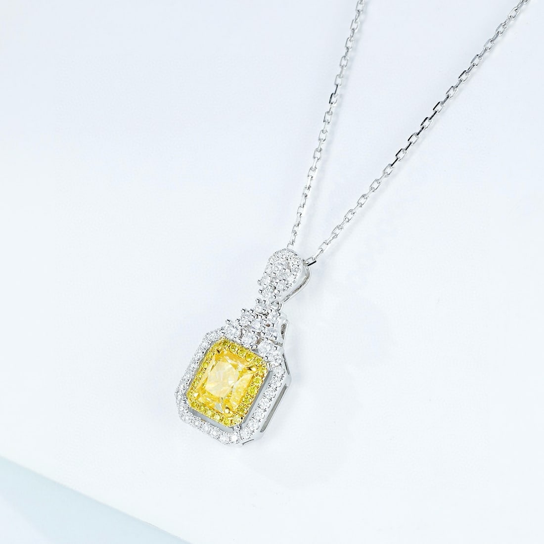 14k Gold 1.37 Ctw Natural Yellow Diamond & Diamond Necklace - 3