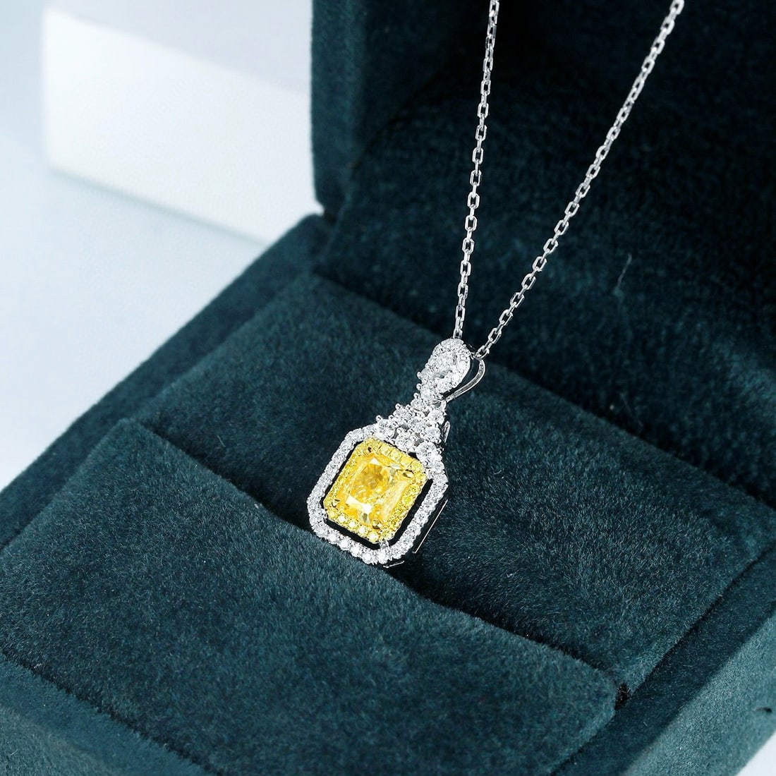 14k Gold 1.37 Ctw Natural Yellow Diamond & Diamond Necklace - 5
