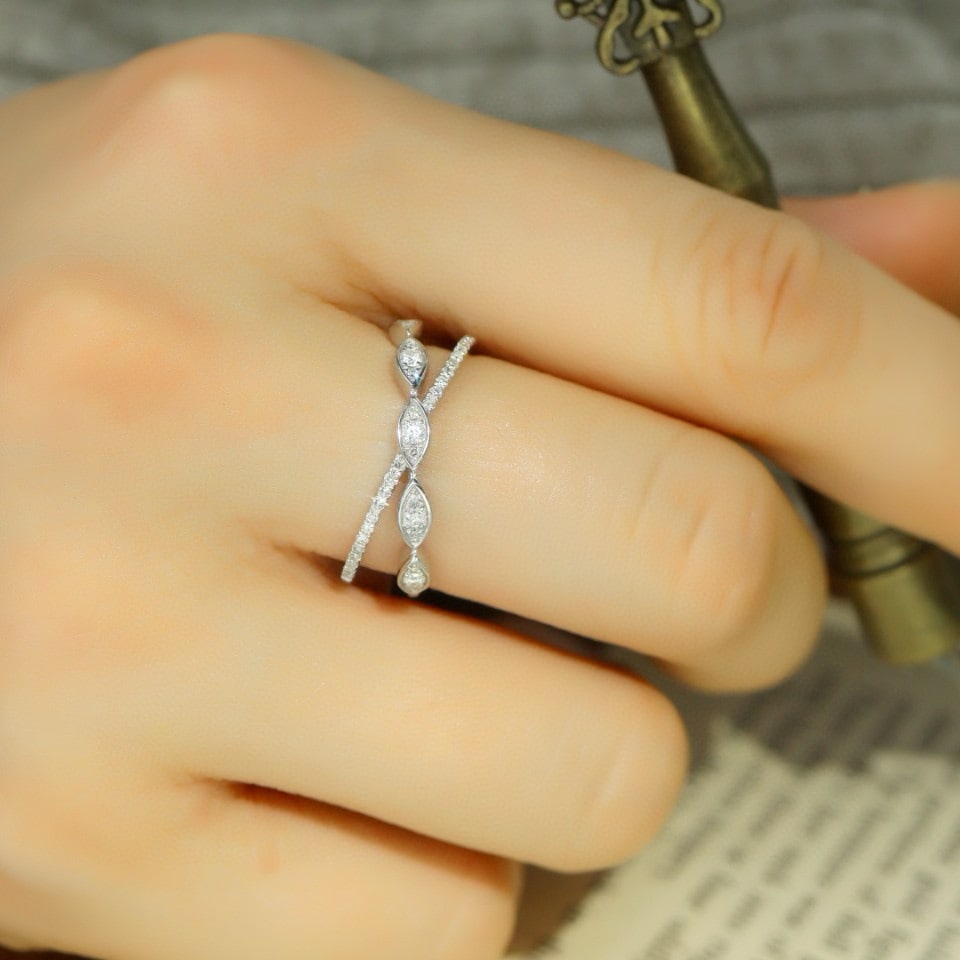 14k Gold 0.25 Ct Natural H Diamond Ring - 6