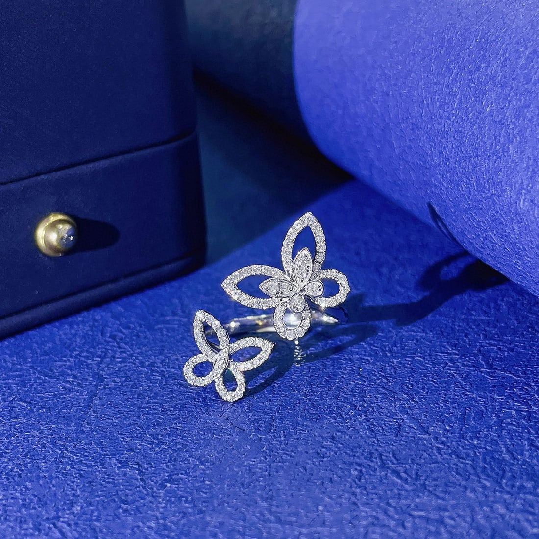 14k Gold 0.41 Ct Natural H Diamond & Butterfly Ring - 3