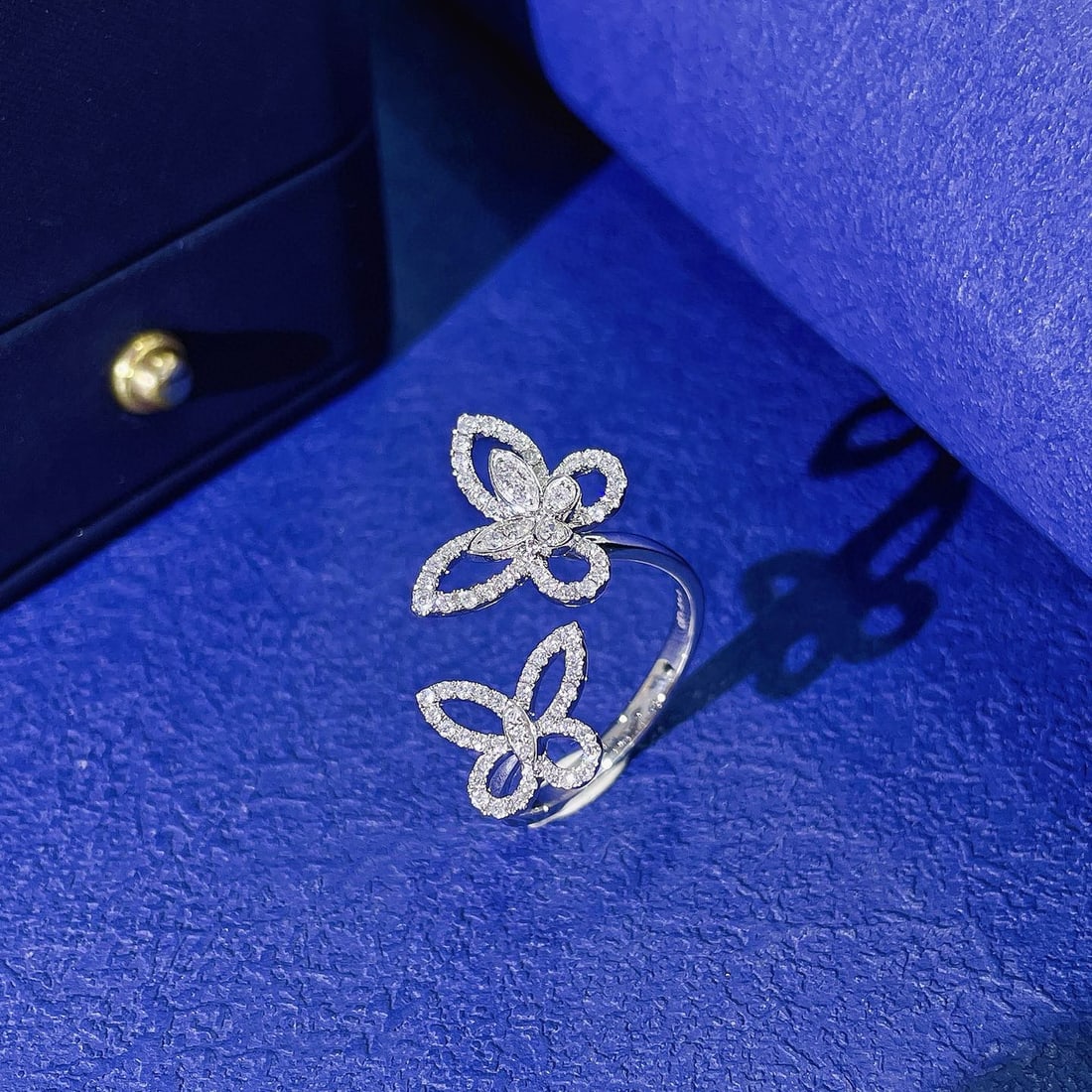 14k Gold 0.41 Ct Natural H Diamond & Butterfly Ring - 4