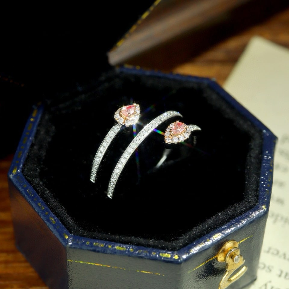 14k Gold 0.43 Ctw Natural Pink Diamond & Diamond Ring - 3