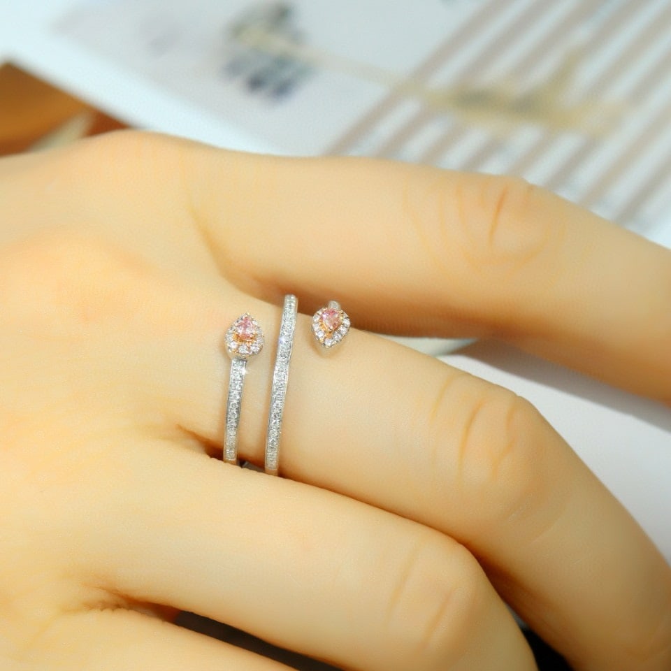 14k Gold 0.43 Ctw Natural Pink Diamond & Diamond Ring - 6