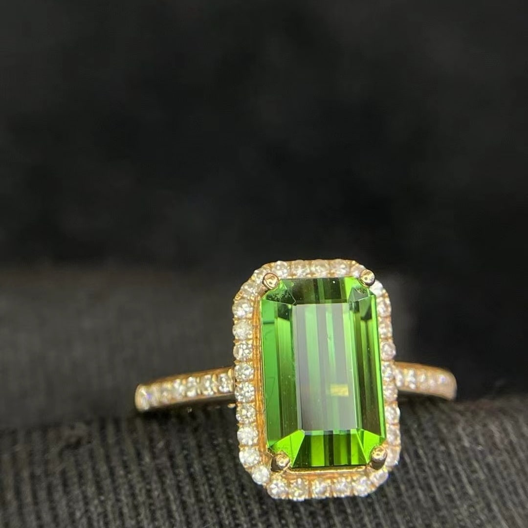 14k Gold 3.86 Ct Natural Tourmaline & Diamond Ring - 3