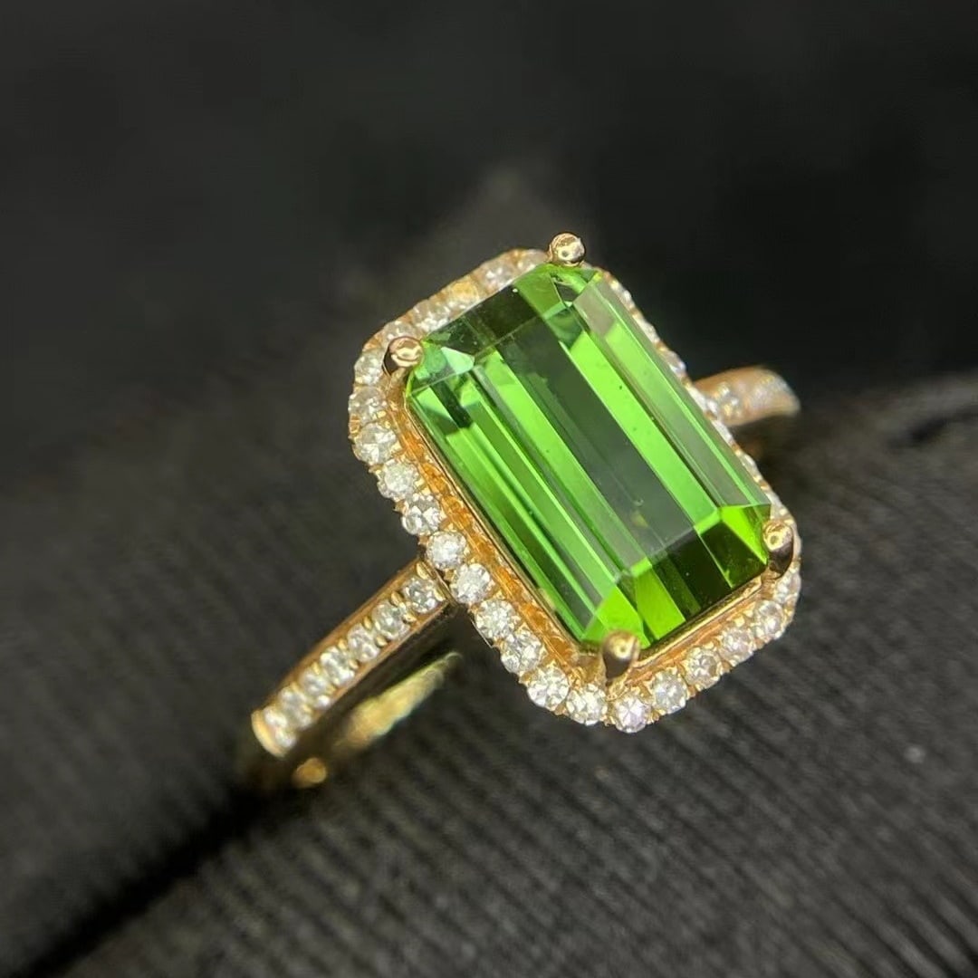 14k Gold 3.86 Ct Natural Tourmaline & Diamond Ring - 4