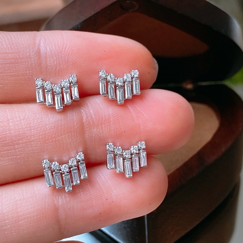 14k Gold 0.5 Ct Natural H Diamond Earrings - 4