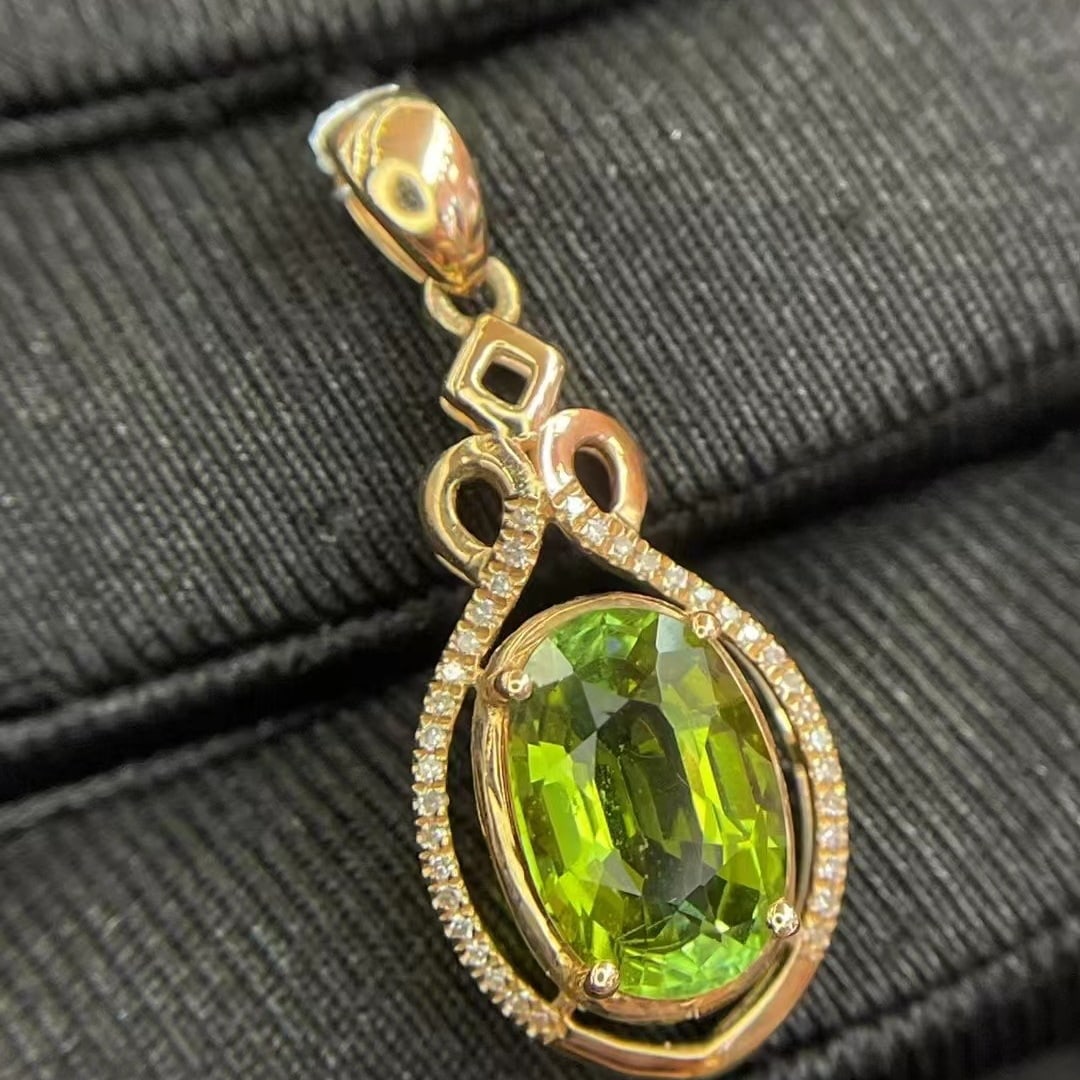 14k Gold 2.70 Ct Natural Tourmaline & Diamond Pendant( Without Chain ) - 3