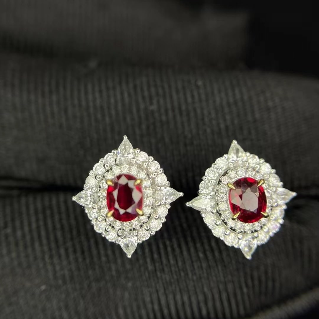 14k Gold 1.35 Ctw Natural Ruby & Diamond Earrings - 3