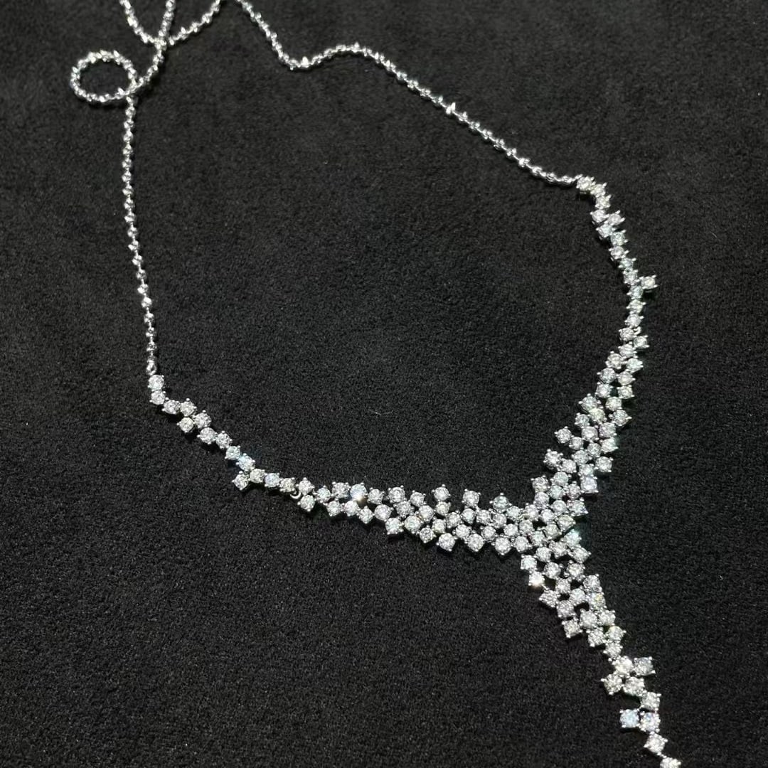 14k Gold 3.34 Ct Natural H Diamond Necklace - 2