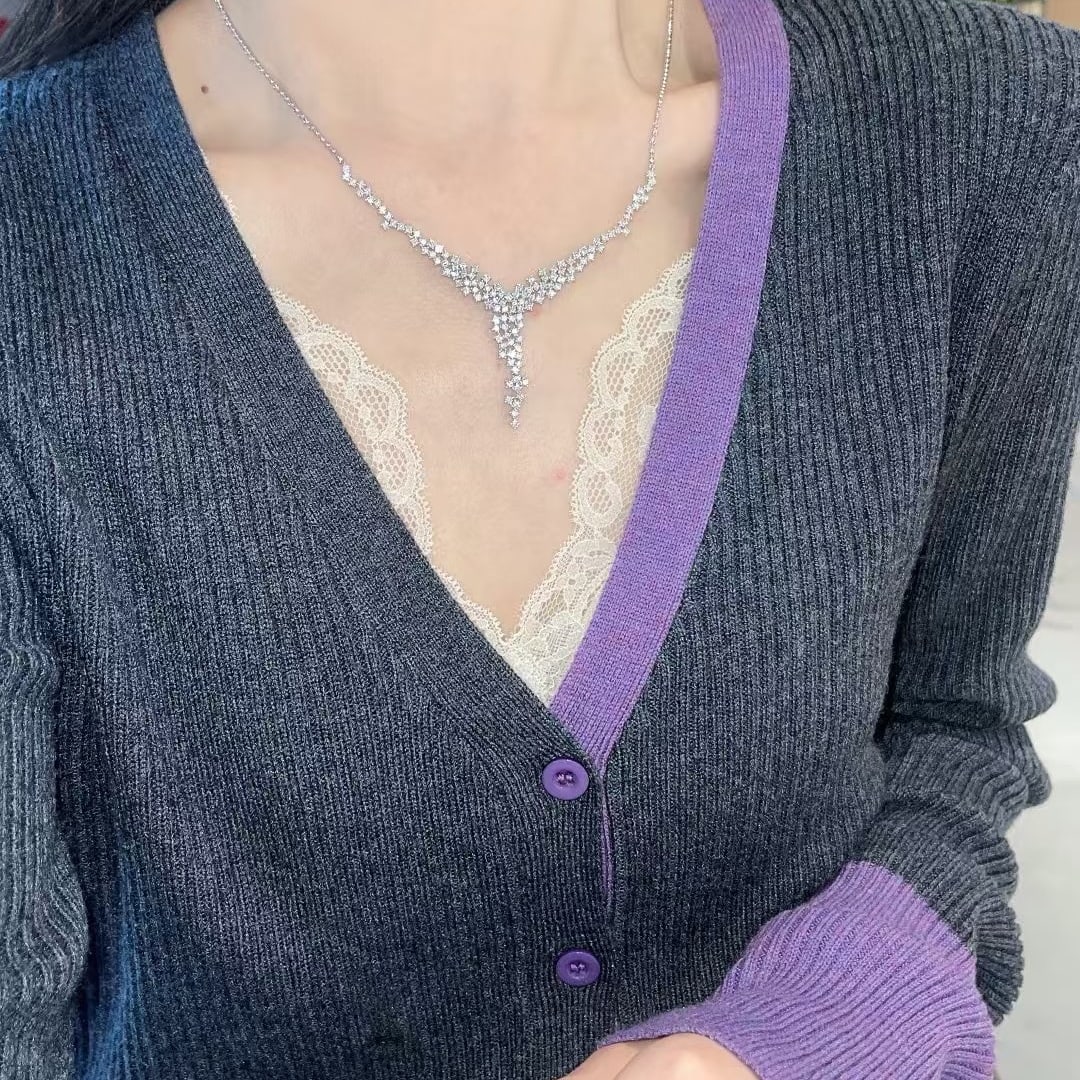 14k Gold 3.34 Ct Natural H Diamond Necklace - 5