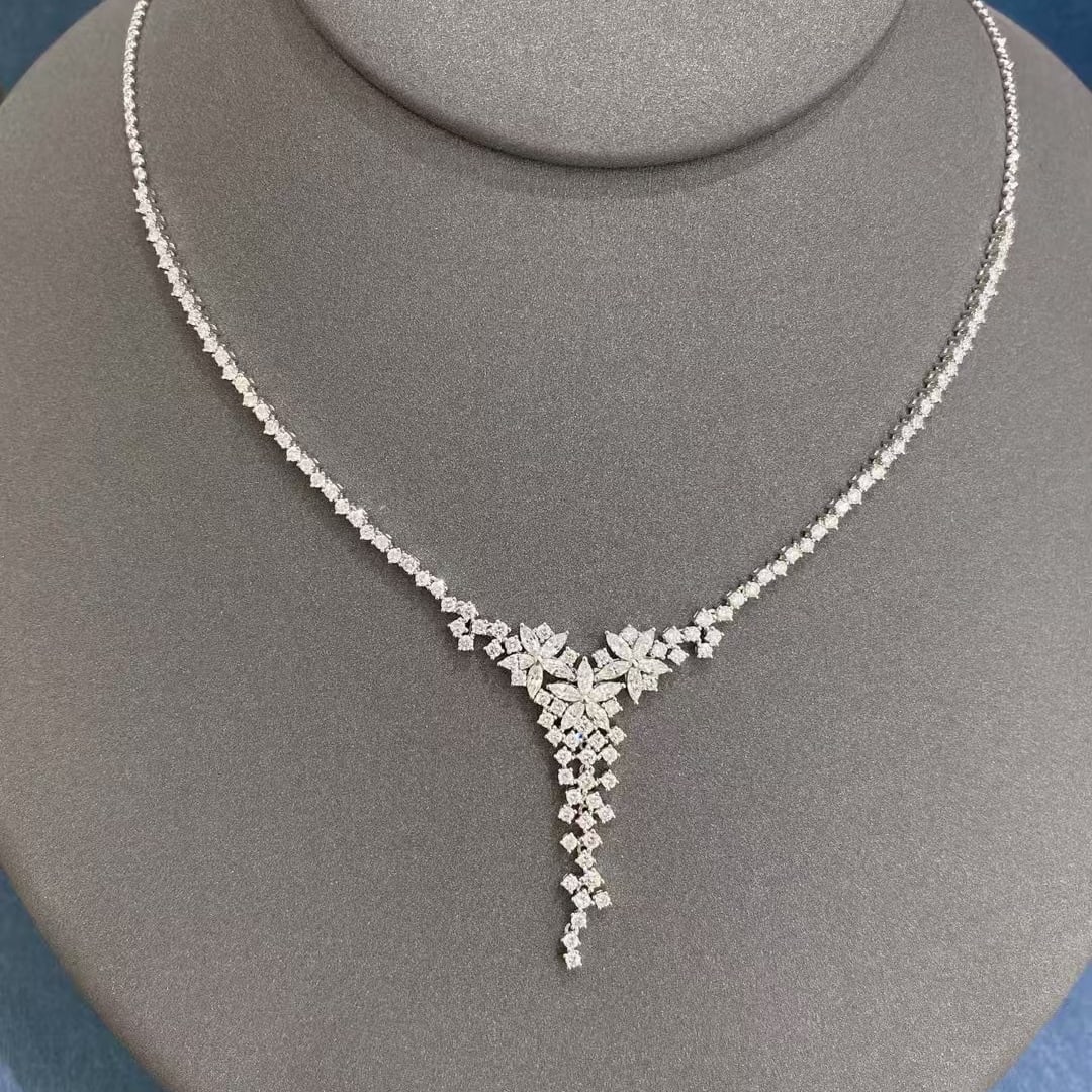 14k Gold 2.73 Ct Natural H Diamond Necklace - 2