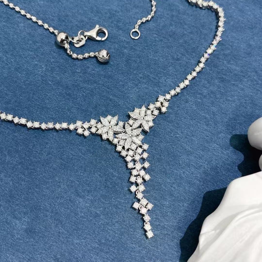 14k Gold 2.73 Ct Natural H Diamond Necklace - 3