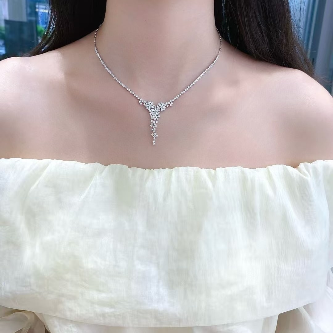 14k Gold 2.73 Ct Natural H Diamond Necklace - 5