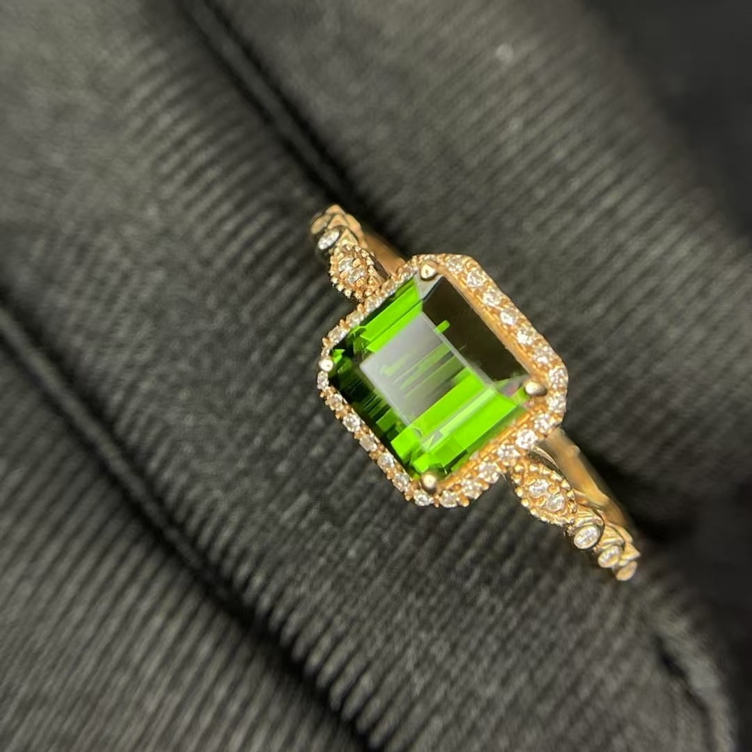 14k Gold 1.55 Ct Natural Tourmaline & Diamond Ring - 4