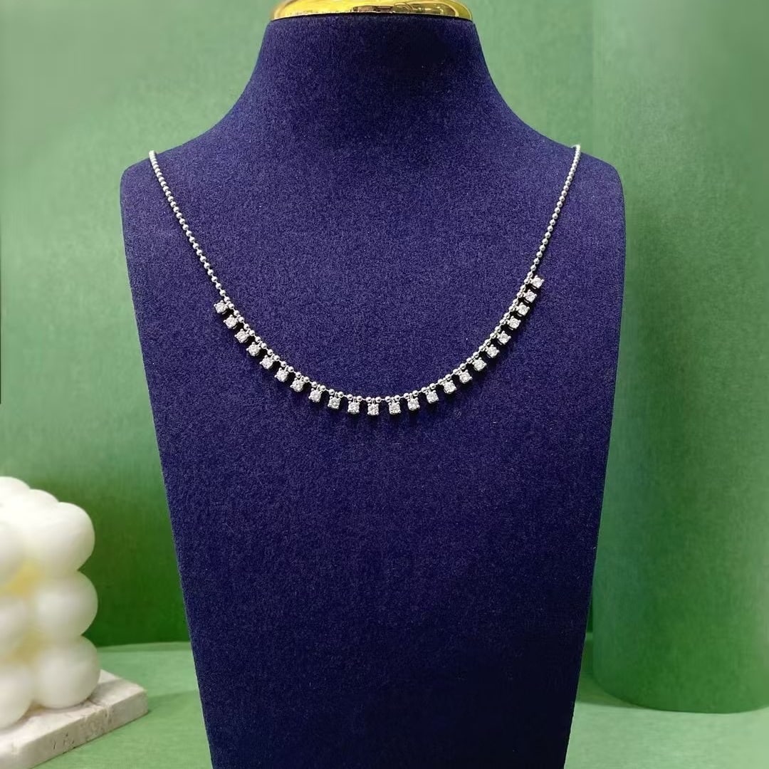 14k Gold 1 Ct Natural H Diamond Necklace - 2