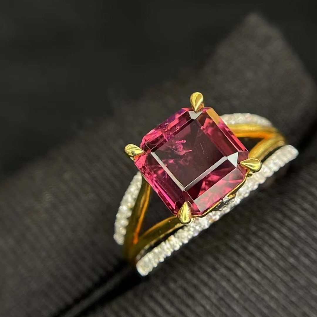 14k Gold 3.00 Ct Natural Tourmaline & Diamond Ring - 3