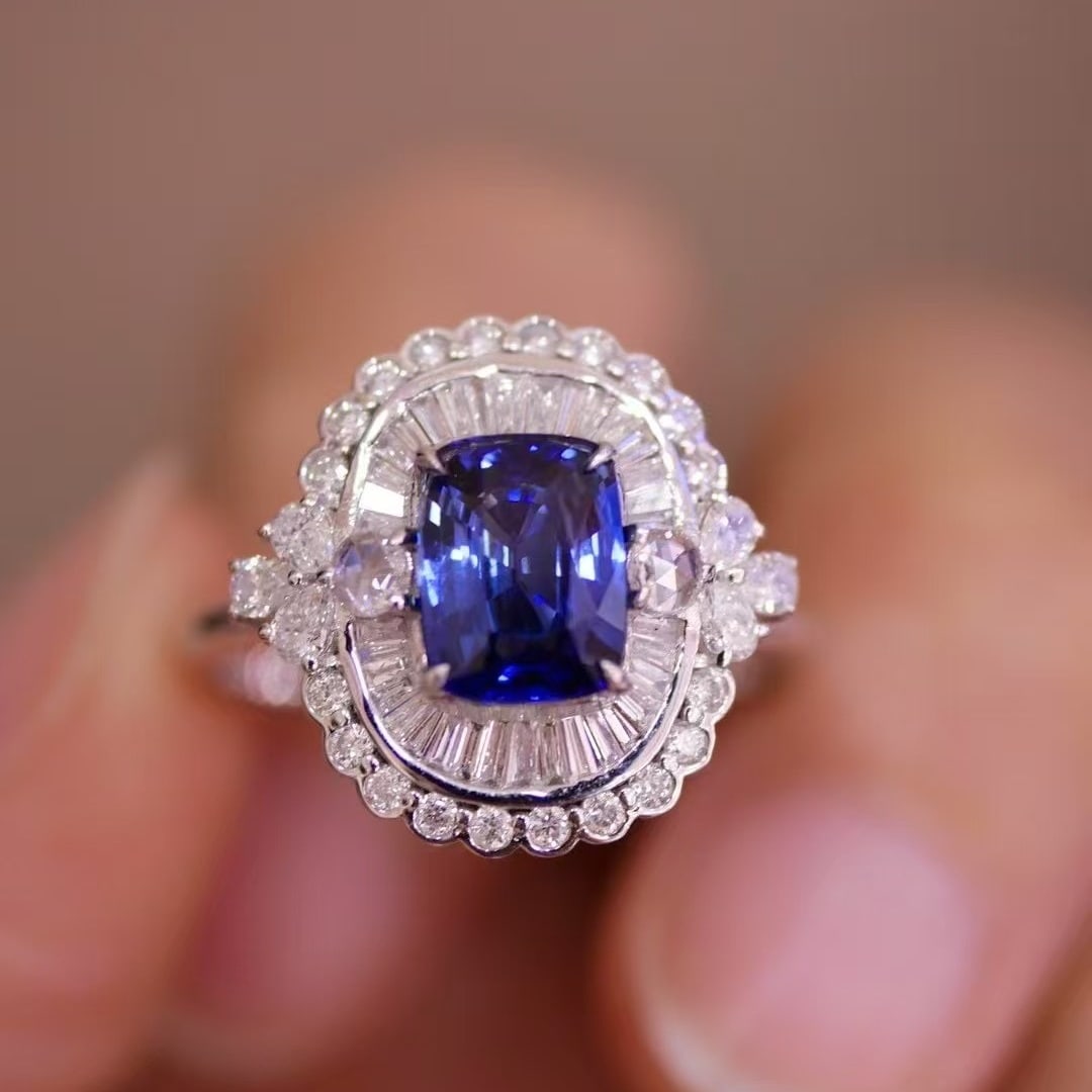 14k Gold 1.96 Ctw Natural Sapphire & Diamond Ring - 2