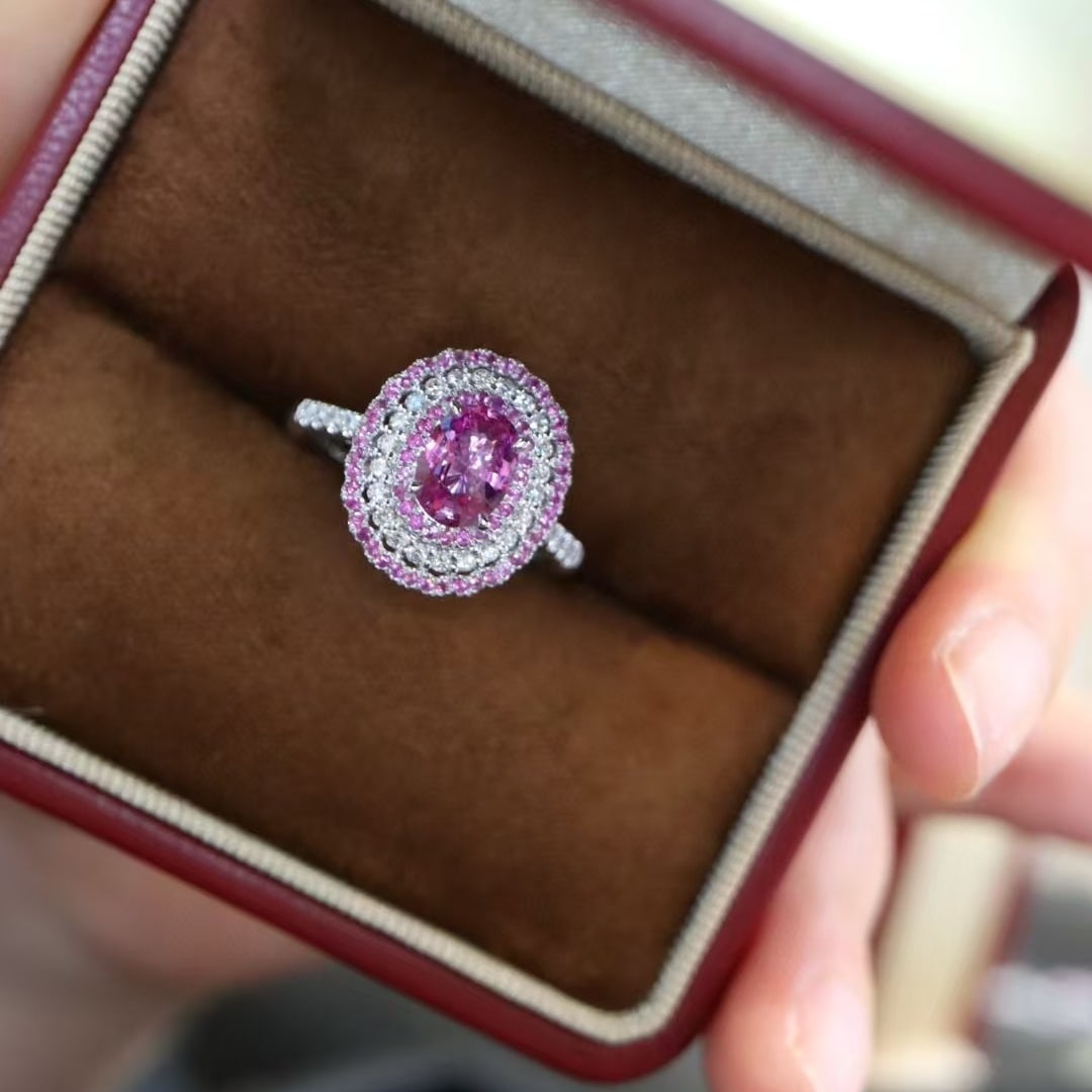 14k Gold 1.35 Ctw Natural Padparadscha Sapphire & Diamond Ring - 4