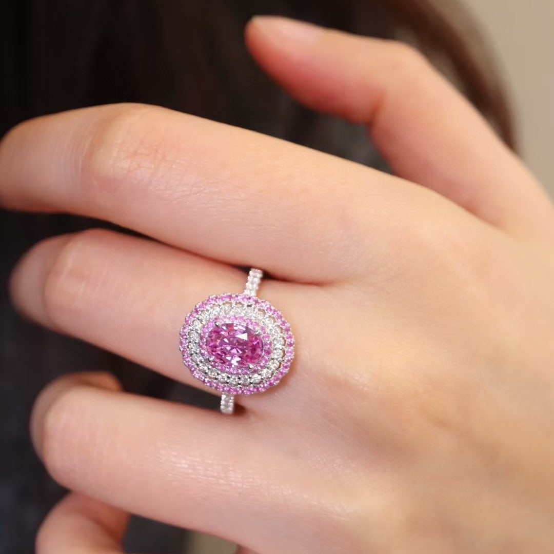 14k Gold 1.35 Ctw Natural Padparadscha Sapphire & Diamond Ring - 5