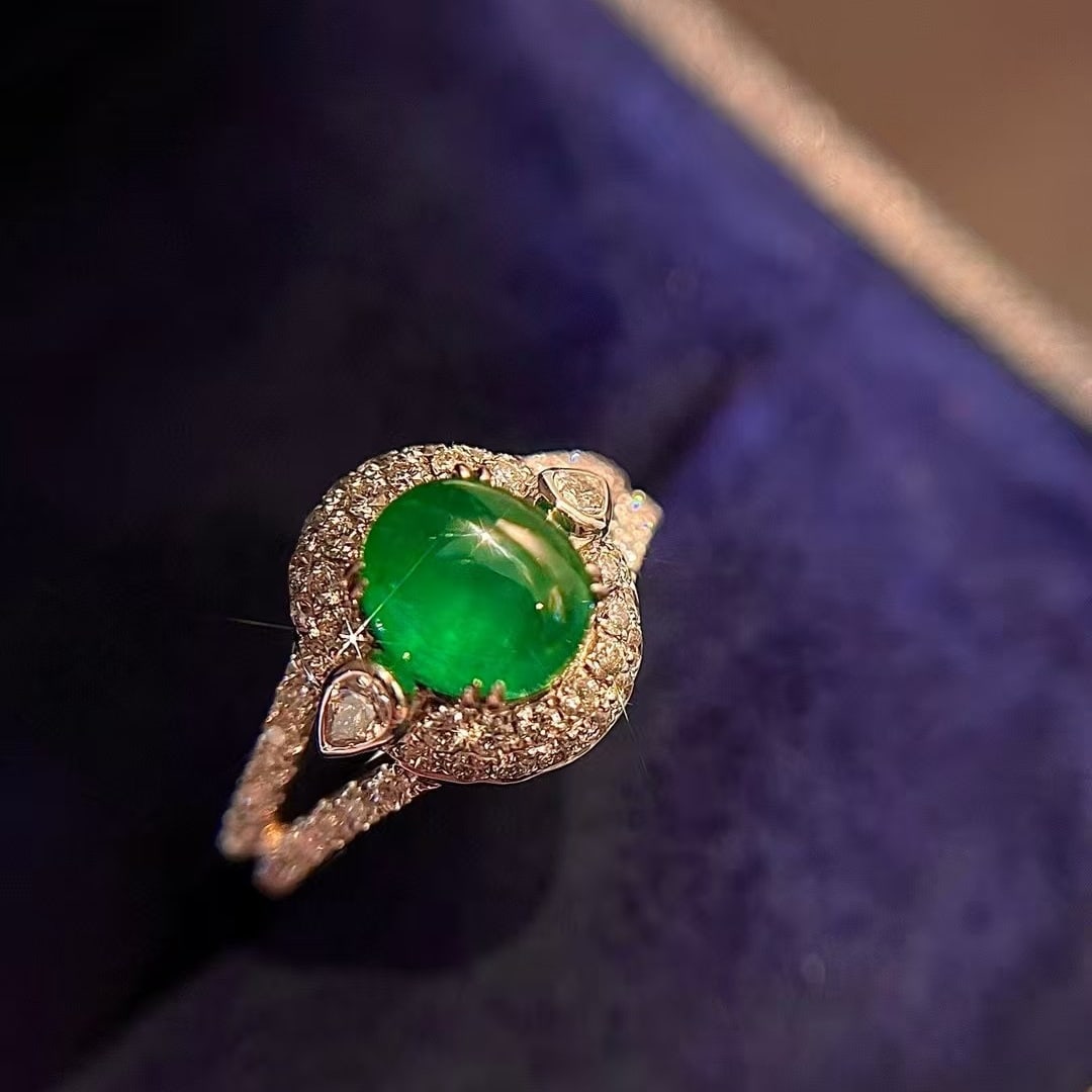 14k Gold 2.54 Ctw Vivid Green Natural Emerald & Diamond Ring - 3