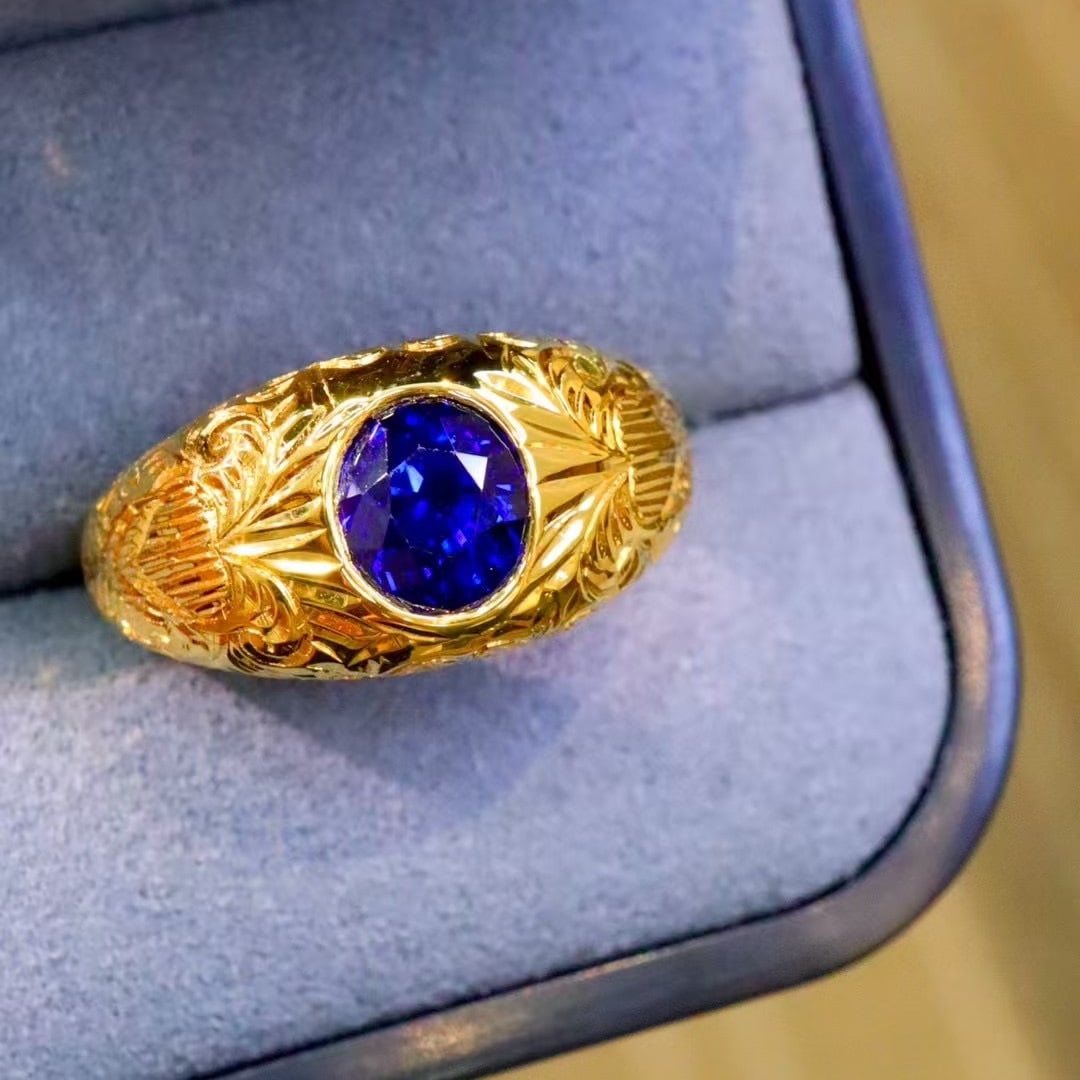 14k Gold 2.05 Ct Natural Sapphire Ring: Ref:230952372 // gold content:14k gold // ring size:7. 25us // // main gemstone:sapphire // shape:oval // carat weight:2. 05ct // color:royal blue // treatment:natural // Condition: NewLow