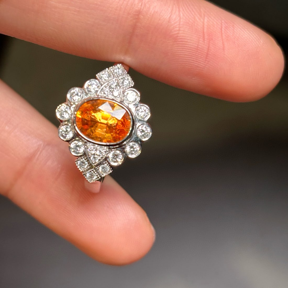14k Gold 1.90 Ctw Natural Spessartine & Diamond Ring - 3