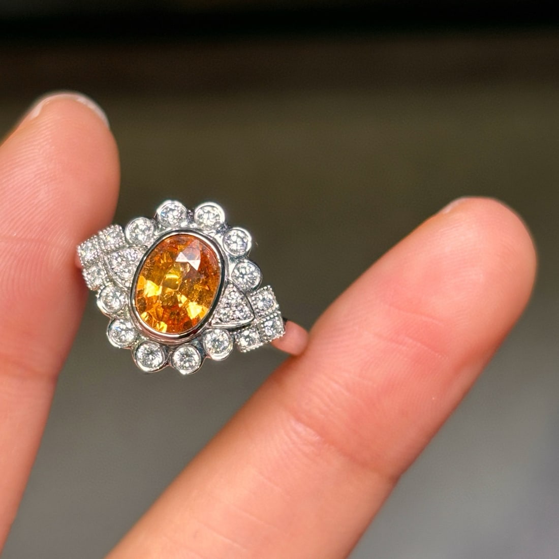 14k Gold 1.90 Ctw Natural Spessartine & Diamond Ring - 4