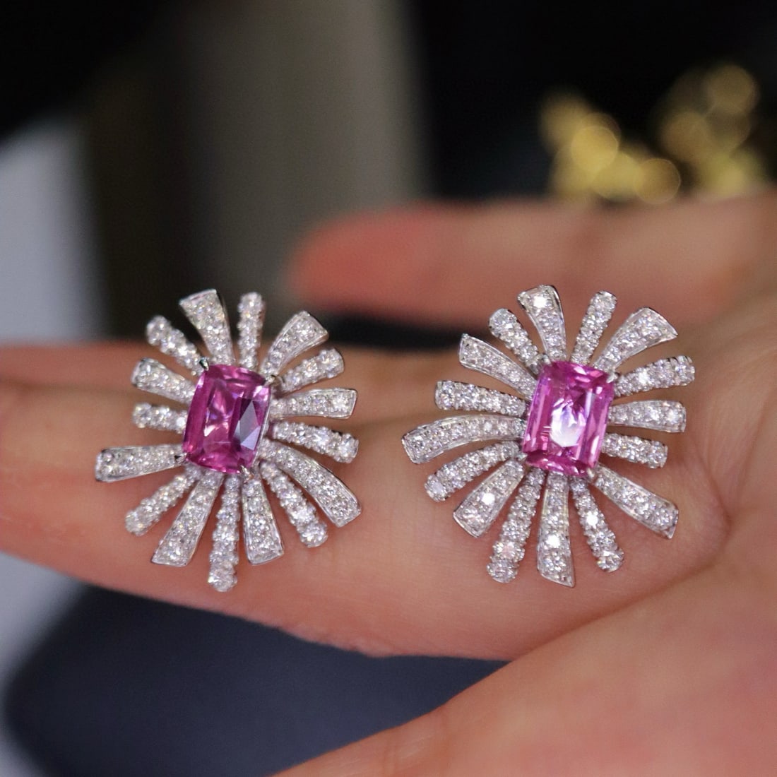 14k Gold 3.21 Ctw Natural Sapphire & Diamond Earrings - 4