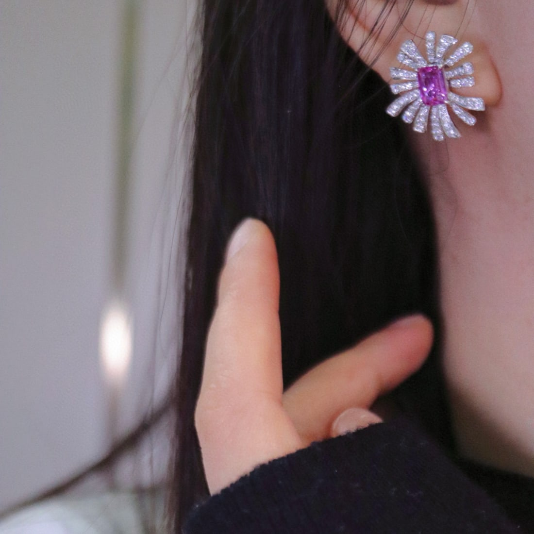 14k Gold 3.21 Ctw Natural Sapphire & Diamond Earrings - 5