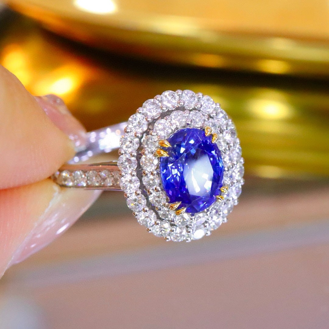 14k Gold 2.76 Ctw Natural Sapphire & Diamond Ring - 3