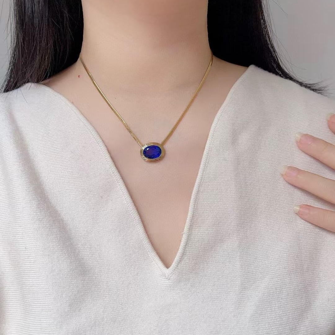 14k Gold 7.46 Ct Natural Tanzanite Pendant( Without Chain ) - 5