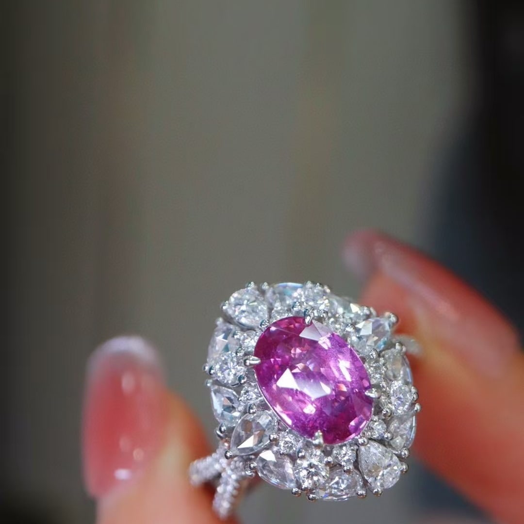 14k Gold 3.24 Ctw Natural Padparadscha Sapphire & Diamond Ring/pendant( Without Chain ) - 2