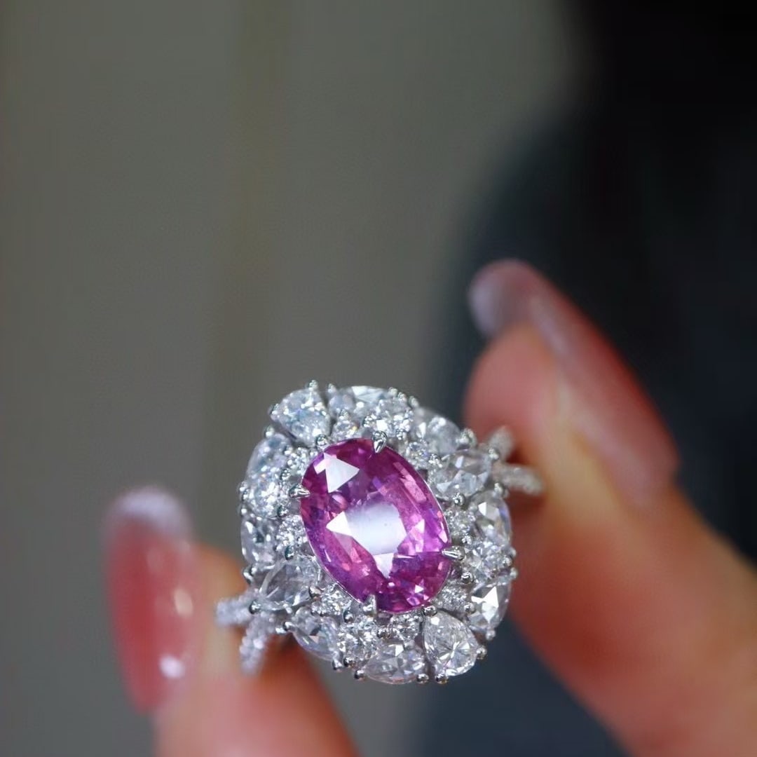 14k Gold 3.24 Ctw Natural Padparadscha Sapphire & Diamond Ring/pendant( Without Chain ) - 3