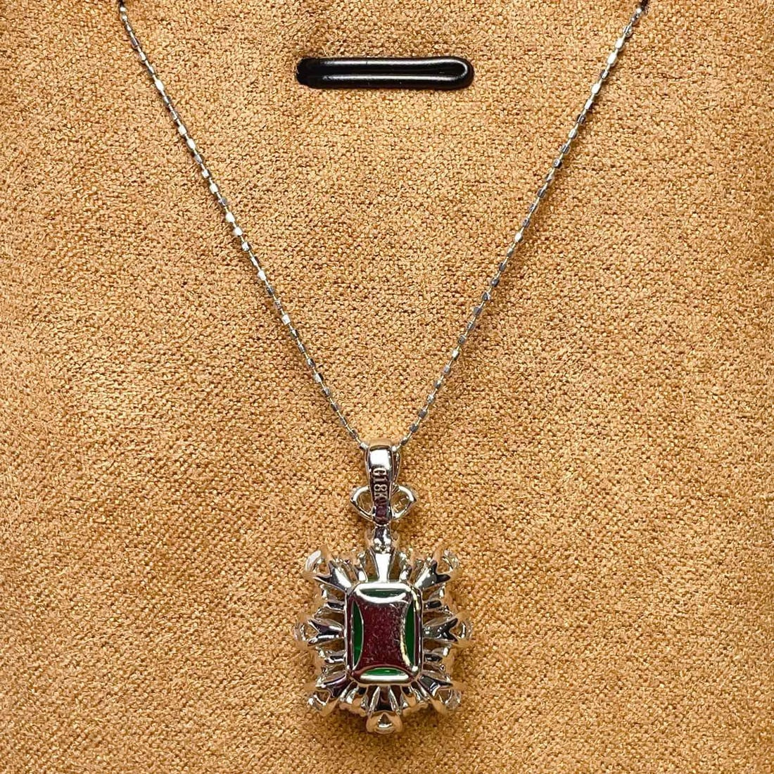 14k Gold 1.3 Ct Vivid Green Natural Emerald & Diamond & Sapphire Pendant( Without Chain ) - 4