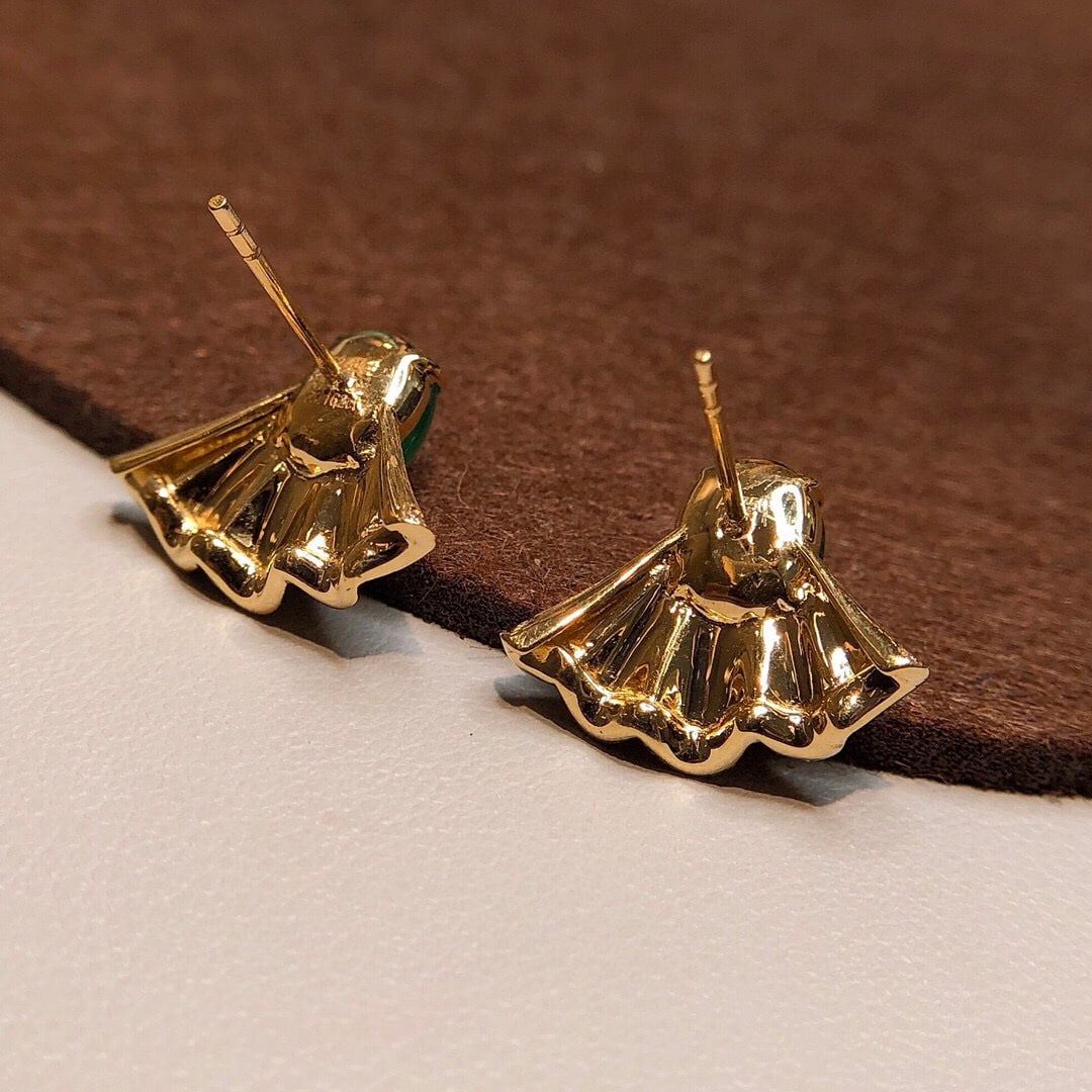 14k Gold 2.59 Ctw Natural Emerald & Diamond Earrings - 5