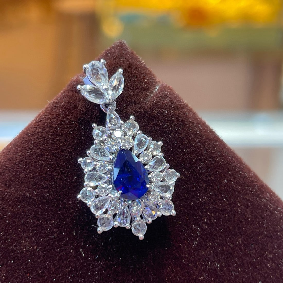 14k Gold 1.15 Ctw Natural Sapphire & Diamond Pendant( Without Chain ) - 3