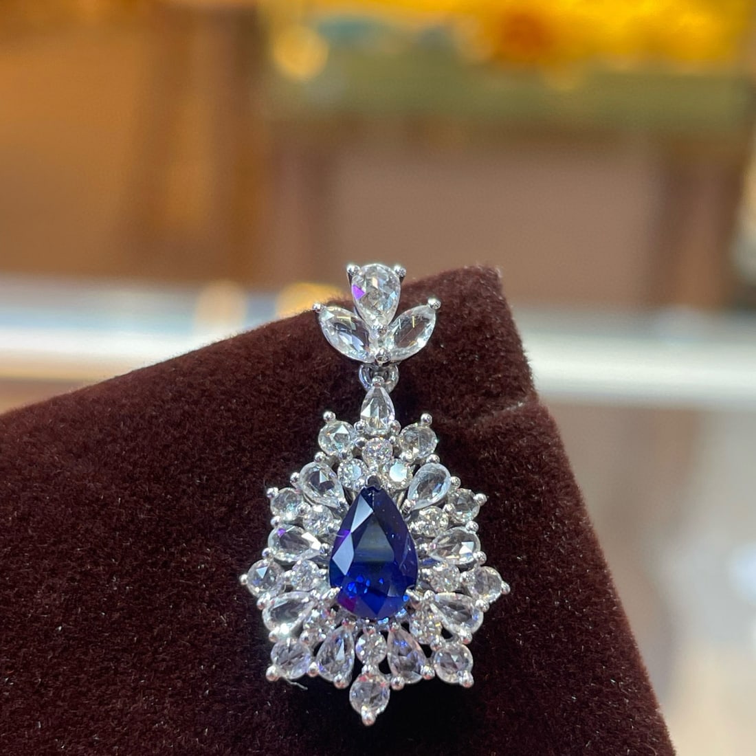 14k Gold 1.15 Ctw Natural Sapphire & Diamond Pendant( Without Chain ) - 4