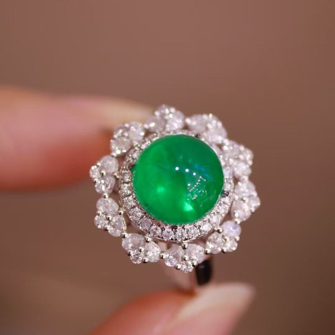 14k Gold 3.76 Ctw Natural Emerald & Diamond Ring - 2