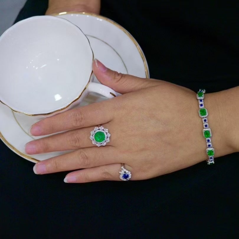 14k Gold 3.76 Ctw Natural Emerald & Diamond Ring - 4